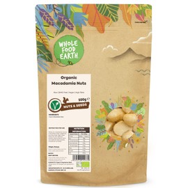 Wholefood Earth Organic Macadamia Nuts 500g Raw | GMO Free | Vegan | High Fibre | Certified Organic