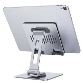 RDRKR Adjustable Aluminum Tablet Stand with Anti-Slip Silicone, 360 Degree Rotation, Folds Flat