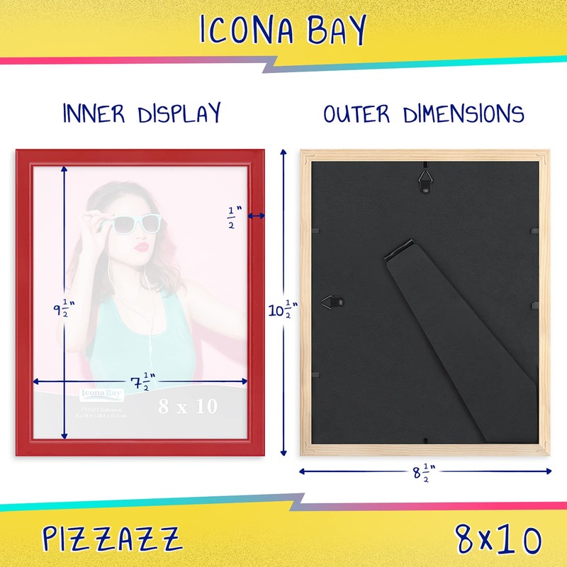 Icona Bay 8x10 Picture Frame, Red Colored Solid Wood Scandinavian