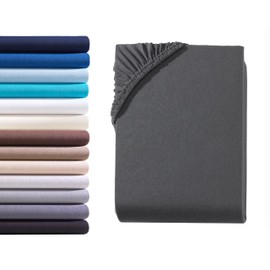 Exclusive Fitted Sheet with Bridge Height Up to 25 cm, 100% Cotton Bed Sheet, 160 g/m², Oeko-Tex Standard (90/100 x 200 cm, Anthracite)
