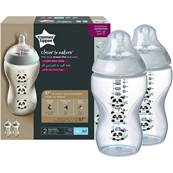 Tommee Tippee TOMME TIPPEE CLOSER TO NATURE 'PANDA' 340ML 2PCS