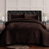 Tribeca Living Velvet Queen Quilt Set, Three-Piece Lugano Honeycomb Stitch