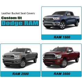 GIANT PANDA 2-Pack Front 3D Air Mesh Car Seat Covers Customized Fit Dodge Ram 1500 2500 3500 Trucks Seat Protectors with Composite Sponge Inside Breathable Automotive Interior Covers (Black)