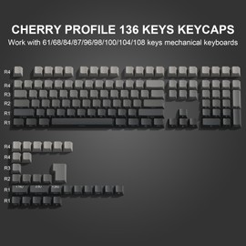 LQXQ PBT 136 Keys Transparent, Double Shot Profile Cherry Shine Through Keycaps, Custom Keycaps Shaded Keys for ANSI US Mechanical Keyboards - Grey