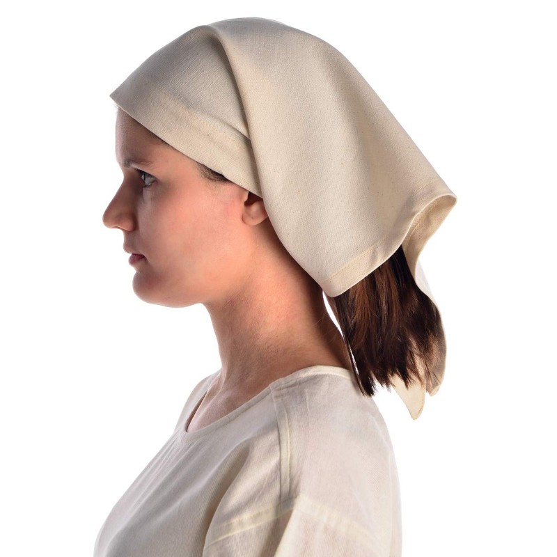 HEMAD Medieval Laudamie Cotton Headscarf, White, Beige, Black, Red, Brown,