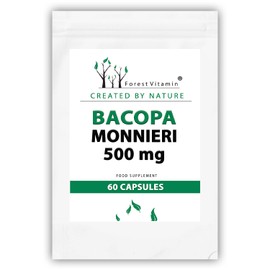Bacopa Forest Vitamin - Bacopa Monnieri 500 mg - Capsules - Small Leaf Bacopa - Energy and Mood - Memory and Concentration (60)