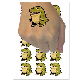 Silly Cartoon Dinosaur Temporary Tattoo Water Resistant Fake Body Art Set Collection - 54 1" Tattoos (1 Sheet)