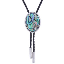 HUABOLA CALYN Bolo tie for Men Western Cowboy Leather Necktie Handmade Natural Stone Minimalist Style Bolo ties (2# Abalone)