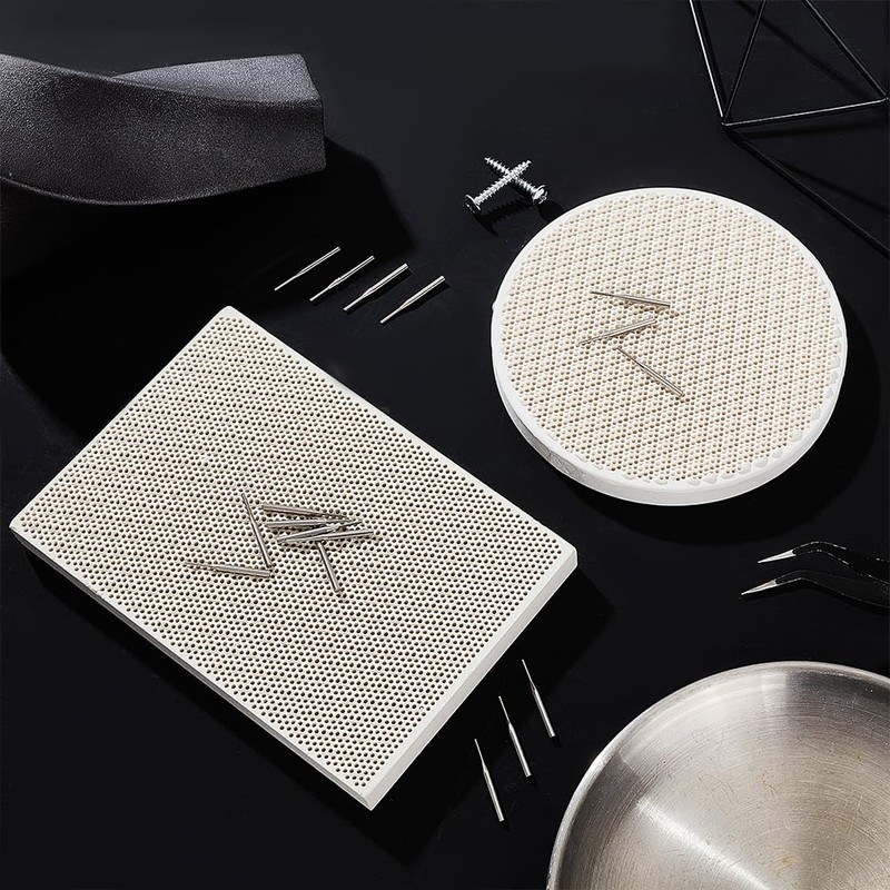 OLYCRAFT 2pcs Honeycomb Ceramic Soldering Boards Rectangle Round Soldering Honeycomb