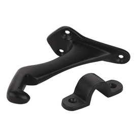 STALLION HARDWARE Iron Handrail Stair Brackets, Heavy Duty Handrail Bracket for Stairways Handrail, Staircase Bracket, Black Powder Coat, Set of 4