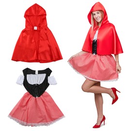 Festicy Little Red Riding Hood Costume Women's I Size S I Fairytale Charm for Fancy Dress and Carnival I Elegant Dress with Red Cape I Carnival Costume I Edition 2024