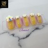 Yellow Grass Flower Swirl Handmade Nail Tips - Short Oval
