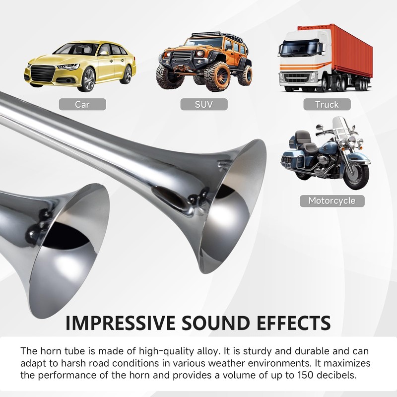 150DB Air Train Horn kit for Car, Banhao Super Loud