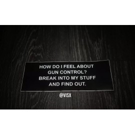 VISX How do i feel about gun control? Bumper Sticker Decal Prank Funny Break in
