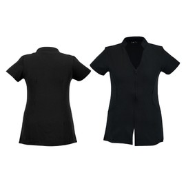 Swift Wear Professional Women's Beauty Zip Spa Tunic Hairdressing Massage Therapist Health Work Nail Uniform (Black, 18)