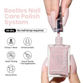 Beetles Nude Pink 1Pcs 15ml Nail Polish-Fast Drying & Long Lasting Sparkle Glitter Nail Polish Dreamy Pink Haze Nail Lacquer Holographic Nail Art Design for Girls Women