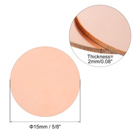 QUARKZMAN Pack of 5 Copper Sheet Round 15 mm Diameter 2 mm Thickness Pure T2 Copper Plate Metal Sheet Copper Round Plate for Crafts Electrical Repairs Circuit Board Printing Maintenance