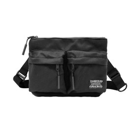 FuninCrea Casual Cross Body Bag Men Multi Pocket Sling Bag with Adjustable Shoulder Straps and D-ring, Men's Shoulder Bags Water Resistant Oxford Mens Crossbody Bag for Outdoor Sport (Black)