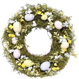 Simulation Easter Egg Wreath with Handmade Natural Plant Easter Decorations Perfect for Home Front door Window Wall Decorations