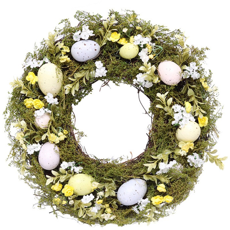 Simulation Easter Egg Wreath with Handmade Natural Plant Easter Decorations