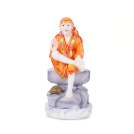 MARBELLA Sai Baba PolyMarble Statue for Hindu Pooja, Home, Mandir/Temple, Spirituality, Indian Puja, Decoration, Festival, Auspicious Occasion Gift. (Multicolor)