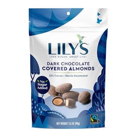 LILY'S Dark Chocolate Style, Free of Added Sugar Covered Almonds Bags, 3.5 oz (3 count)