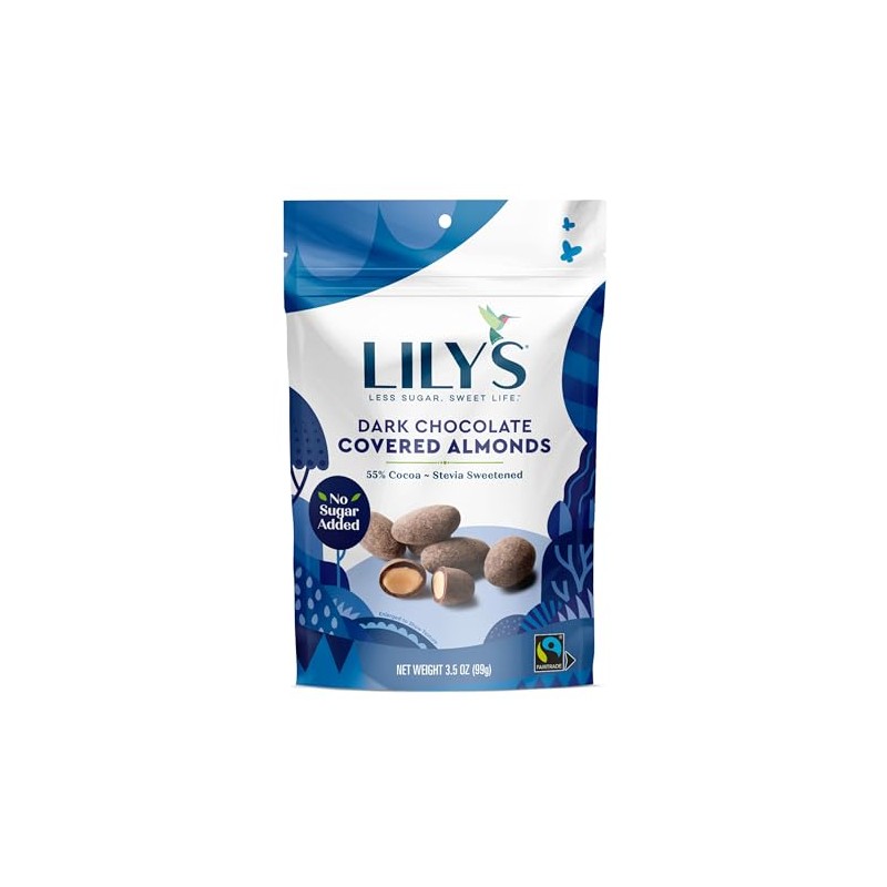 LILY'S Dark Chocolate Style, Free of Added Sugar Covered Almonds