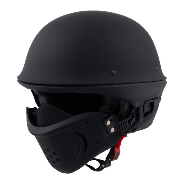 Milwaukee Helmets MPH9830DOT 'Rascal' 3/4 Open Face Flat Black 2 in 1 Motorcycle Helmet for Men and Women Biker - Large