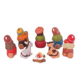 NOVICA Artisan Handmade Ceramic Nativity Scene Handpainted Andean 9 Pieces Multicolor Peru Holiday Decor Ornaments Scenes [largest Piece 4.1in H x 2.2in W x 2in D Smallest Piece 1.4in H x 2.2in W x 2]