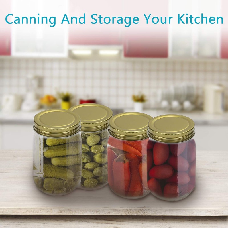 Encheng 12 oz Glass Jars With Lids,Ball Wide Mouth Mason