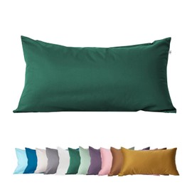 SALAD HOUSE Pillowcase 40 x 80 cm, 400TC 100% Cotton, Super Soft Premium Pillowcase Egyptian Extra Long Staple Duvet Cover Pillowcase (Forest Green without Zip)