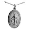 Sterling Silver Miraculous Medal 18mm And Curb Chain 16"