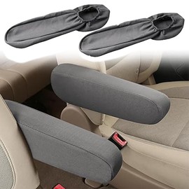2PC Car Front Seat Armrest Covers,Universal Size Seat Arm Rest Cover,Flat Cloth Fabric Armrest Cover,Car Interior Accessories(1Pair) (Grey)