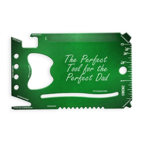 Perfect Tool For Perfect Dad Father's Day Gift - 3D Laser Engraved Wallet Multi Tool 12 Function (Green)