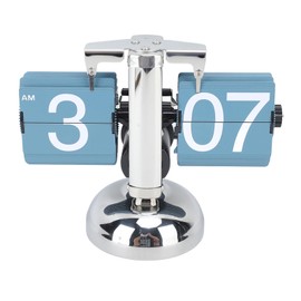 Cryfokt Retro Digital Flip Down Clock, Reloj de sobremesa de 12 Horas Que Funciona con Pilas, Reloj de sobremesa mecánico Digital para la decoración del (Una Pierna Azul)