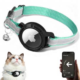Airtag Cat Collar Breakaway, Reflective Cats Collars with Bell (Teal)