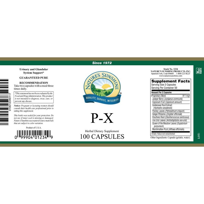 Nature's Sunshine P-X 100 Capsules