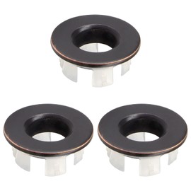 Murtenze 3Pcs Sink Overflow Ring, Sink Basin Trim Overflow Cover Copper Insert in Hole Round Caps for Kitchen Bathroom (Bronze)