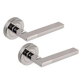 Excel Architectural XL3854 Coda Passage Door Handles on Round Rose, Satin/Polished Chrome