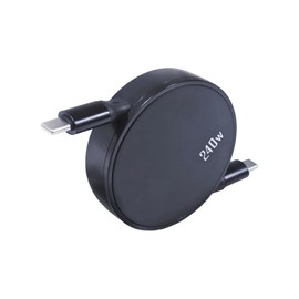 BoxWave Cable Compatible with ZSCMALLS Portable Monitor Gaming Monitor (17.3 in) - PD miniSync (240W), Retractable PD 240W Portable USB Type-C Cable - Jet Black