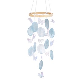 M METERXITY Shell Wind Chime for Outside, Butterfly Seashell Wind Chime Sea Glass Shell Wind Chime for Outside/Patio/Garden/Porch Decor, Handcrafted Wind Chime [Blue]