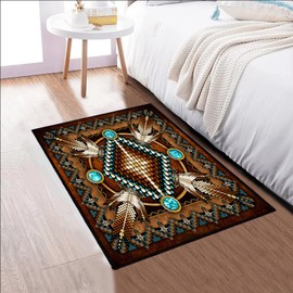 Southwestern Area Rug 2x3 for Bedroom,Aztec Tribal Native American Throw Rugs Vintage Rug Small Entryway Rug Doormat Washable Non Slip Area Carpet Soft Floor Carpets Mat for Entrance,Bathroom