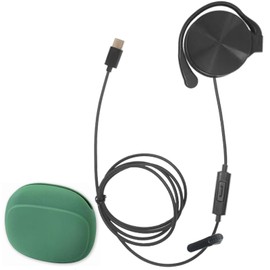 2025MAX Microphone & Clip, Over-Ear, Open-Ear, Stereo, Monaural Earphones, Single Earphones, 4.9 ft (1.2 m) (Black/Black), For TV, Radio, Music, Type C Plug, Left/Right Sorting, Guide, Translation
