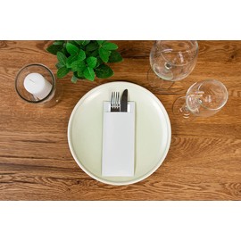 Mank Cutlery Bag 85 x 200 mm, with 2-Ply Tissue Napkin in White, Cutlery Cover, Cutlery Bag in Various Colours (Pearl Grey, 100)