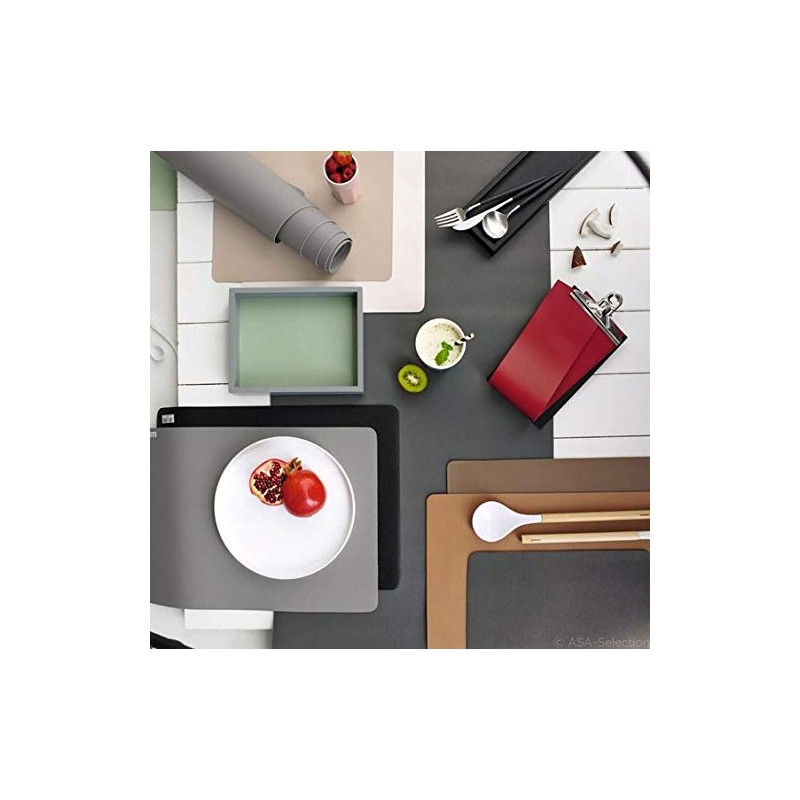 ASA Vegan Leather Place Mat, Polyurethane, Black Coffee, 46 x