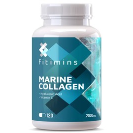 Marine Collagen Capsules 2000mg, with Hyaluronic Acid & Vitamin C, High Strength Collagen Supplements for Men & Women, Muscle Growth, Gut Health, Skin & Hair, 120 Capsules (Fitimins)