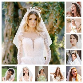 Pearl Bride Headband, Bachelorette Party Decorations, Bride to Be Headband, Bride Headband Wide Pearl Headband for Bachelorette Party, Bridal Headpiece Bridal Shower Gift (With Veil)