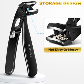 Toenail Clippers for Men Thick Nails, 2025 Angled Head Toe Nail Clippers for Thick Nails for Seniors, Wide Jaw Opening Toenail Clippers Heavy Duty Fingernail Clipper with Catcher Long Handle