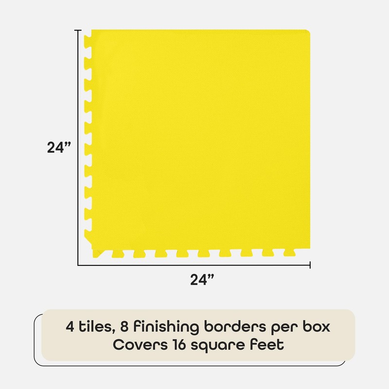 24-Inch Interlocking Anti-Fatigue Foam Floor Tiles, 4 Tiles - 24"