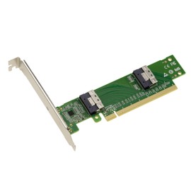 KALEA-INFORMATIQUE PCIe 4.0 to 2 Ports Slim SAS SFF-8654 8i Adapter Controller Card for NVMe M2 M3 U2 U3 SSDs or PCIe Backplate
